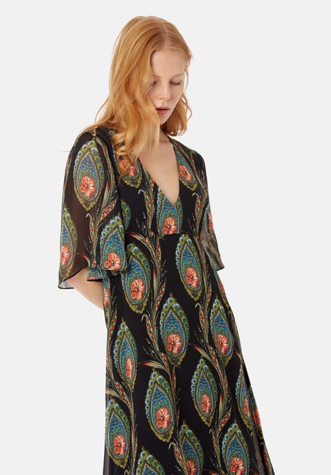 Ophelia Midi V-neck Dress in Black