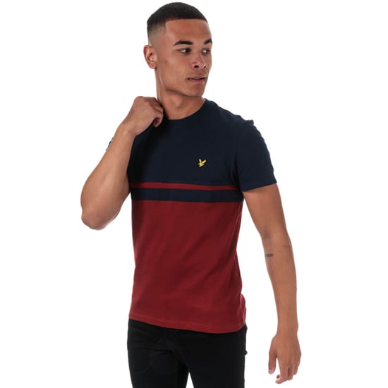 Lyle And Scott Panel Stripe T-Shirt für Herren in Navy Rot - Image 1
