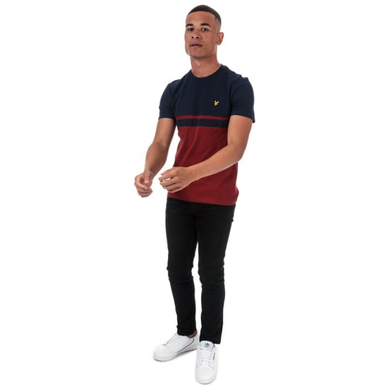Lyle And Scott Panel Stripe T-Shirt für Herren in Navy Rot - Image 3