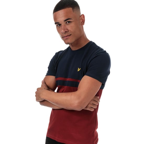Lyle And Scott Panel Stripe T-Shirt für Herren in Navy Rot - Image 4