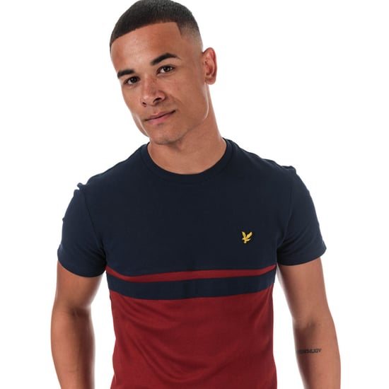 Lyle And Scott Panel Stripe T-Shirt für Herren in Navy Rot - Image 5