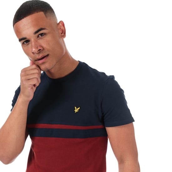 Lyle And Scott Panel Stripe T-Shirt für Herren in Navy Rot - Image 6