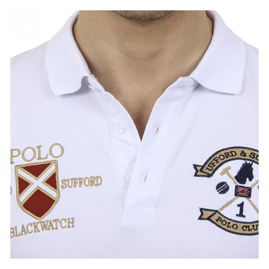 Ufford & Suffolk Polo Club Mens Polo Short Sleeves US007 WHITE