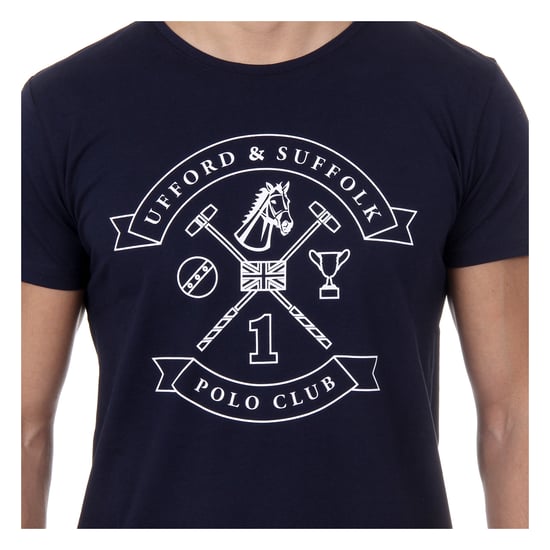 Ufford & Suffolk Polo Club Mens T-Shirt Short Sleeves Round Neck US027 NAVY BLUE