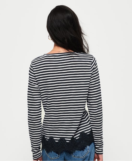 Superdry Stripe Lace Graphic Top