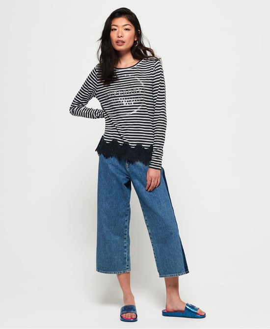Superdry Stripe Lace Graphic Top
