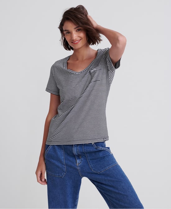 Superdry Stripe Orange Label Essential V-Neck T-Shirt