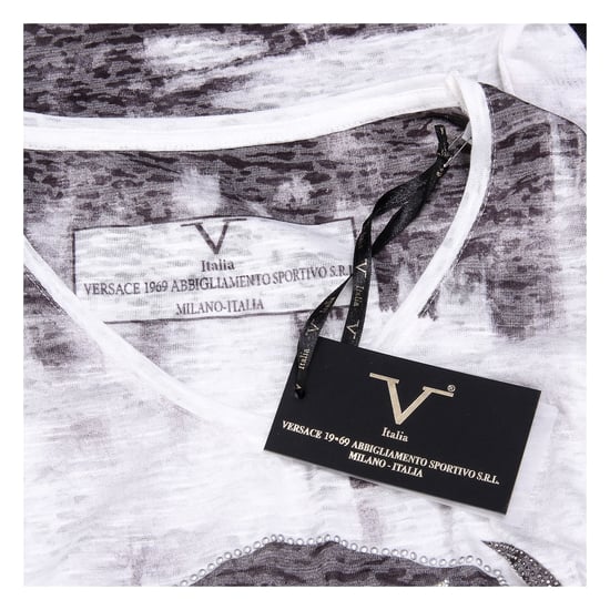 V 1969 Italia Womens T-shirt Short Sleeves V-Neck Black EMILY
