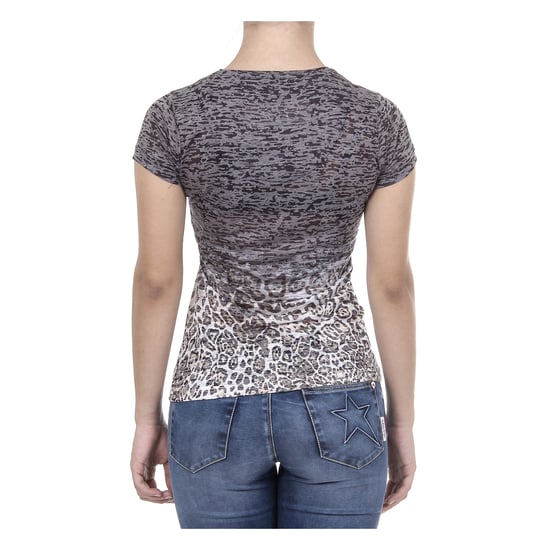 V 1969 Italia Womens T-shirt Short Sleeves V-Neck Black EVELYN