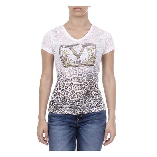 V 1969 Italia Womens T-shirt Short Sleeves V-Neck White EVELYN