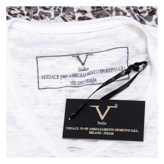 V 1969 Italia Womens T-shirt Short Sleeves V-Neck White EVELYN