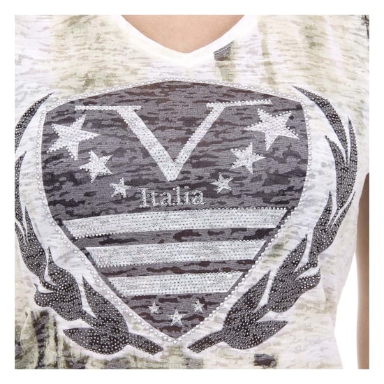 V 1969 Italia Womens T-shirt Short Sleeves V-Neck Yellow EMILY