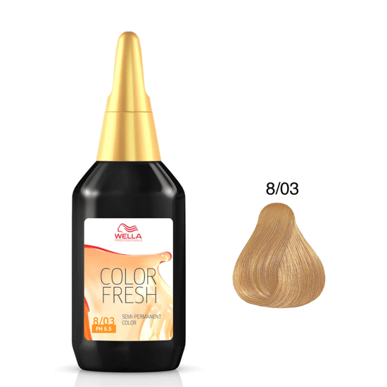 2 x Wella Color Fresh Toning - 8/03 Light Blonde Natural Gold 75ml