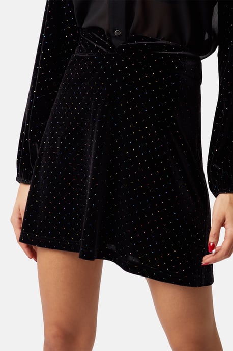 White Light Rainbow Stud Mini Skirt in Black