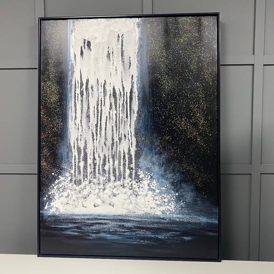 Abstract Waterfall Painted Canvas with Black Frame 90x120