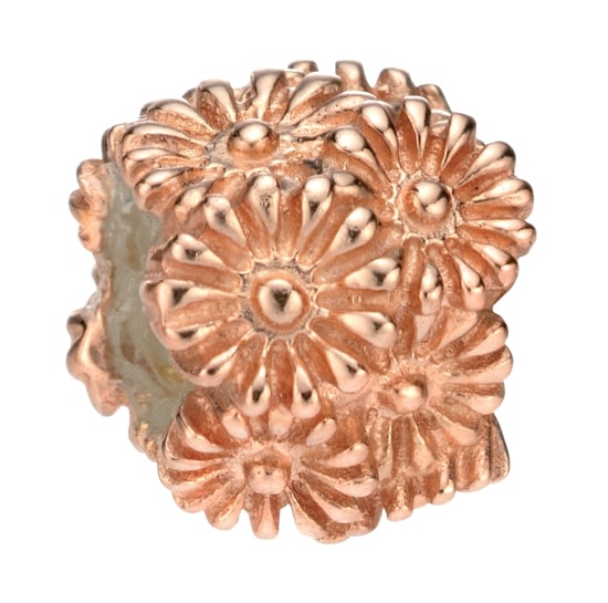 Elements Silver Womens 925 Sterling Silver Rose Gold Plated Flower Bead