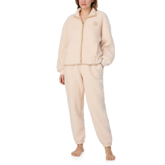 DKNY Sherpa-Zip-Oberteil- und Jogginghosen-Set Creme - Image 1