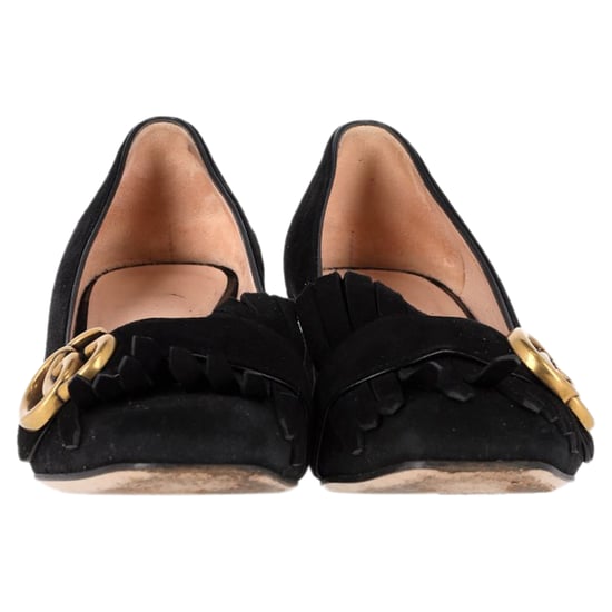 Gucci GG Marmont Mid-Heel Loafer-Pumps aus schwarzem Wildleder - Image 2