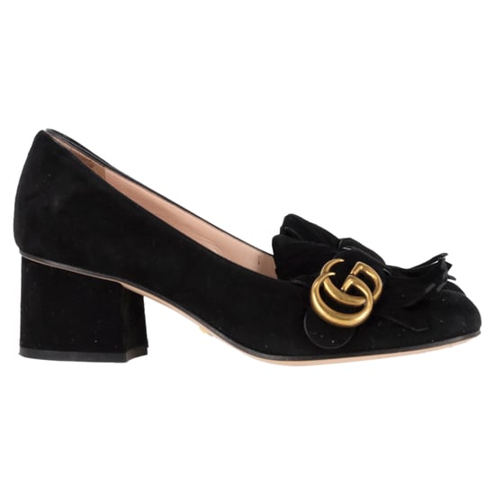 Gucci GG Marmont Mid-Heel Loafer-Pumps aus schwarzem Wildleder - Image 1