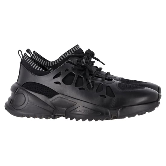 Salvatore Ferragamo Raintop Low-Top Sneakers aus schwarzem Mixed-Media - Image 1