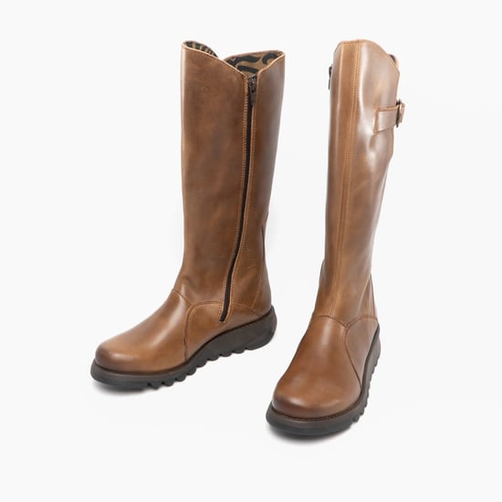 Fly London Damen MOL 2 Lederstiefel mit Keilabsatz und Reißverschluss, Kamelbraun - Image 2