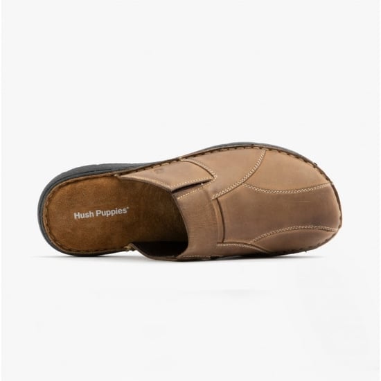 Hush Puppies CARSON Herren Leder Pantoletten Olive - Image 4