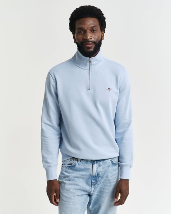 GANT Mens Regular Fit Shield Logo Half Zip Sweatshirt - Image 1