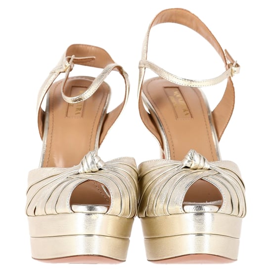 Aquazzura Atelier Plateau 145 mm Sandalenabsätze aus silbernem Leder - Image 2