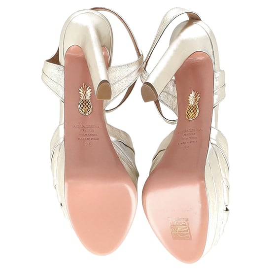 Aquazzura Atelier Plateau 145 mm Sandalenabsätze aus silbernem Leder - Image 6