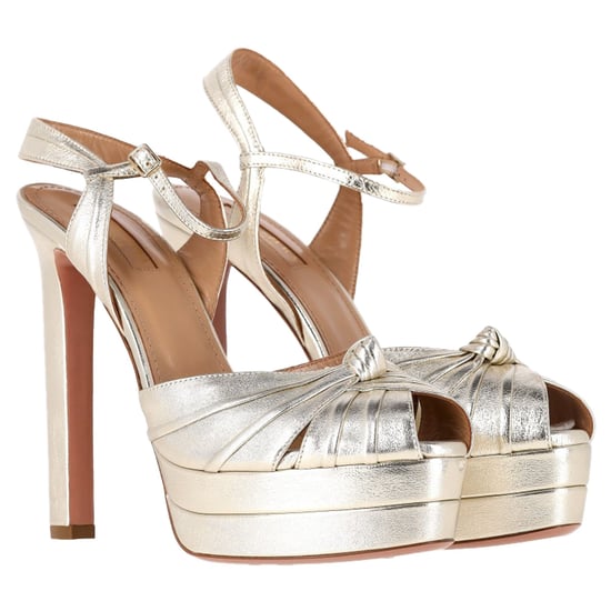 Aquazzura Atelier Plateau 145 mm Sandalenabsätze aus silbernem Leder - Image 4