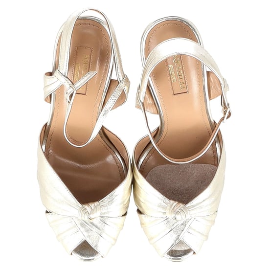 Aquazzura Atelier Plateau 145 mm Sandalenabsätze aus silbernem Leder - Image 3
