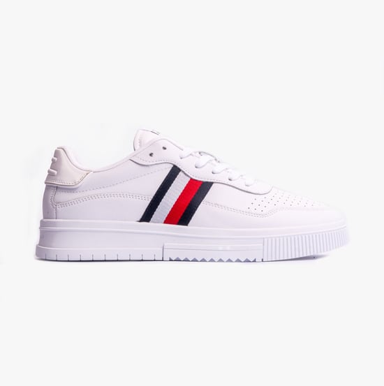 Herren SUPERCUP Streifen Leder Sneakers Weiß - Image 1