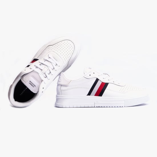 Herren SUPERCUP Streifen Leder Sneakers Weiß - Image 4