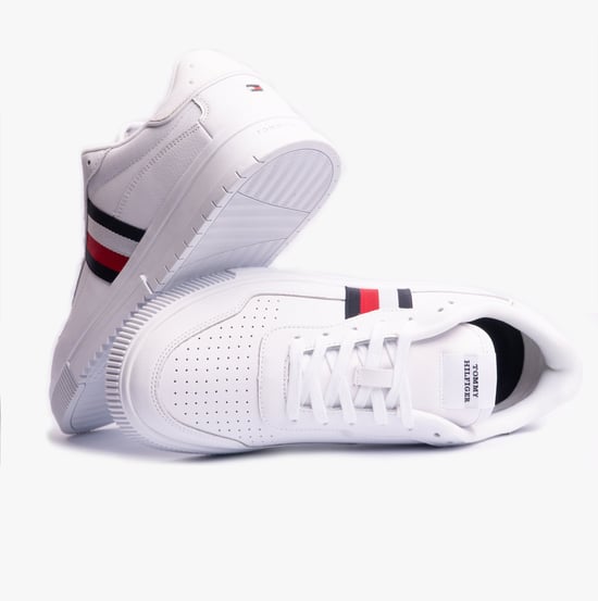 Herren SUPERCUP Streifen Leder Sneakers Weiß - Image 2