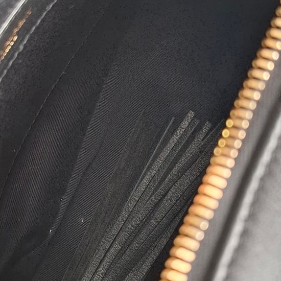 Saint Laurent Lou Medium YSL Gestreifte Kamera Crossbody-Tasche aus weißem Canvas - Image 6