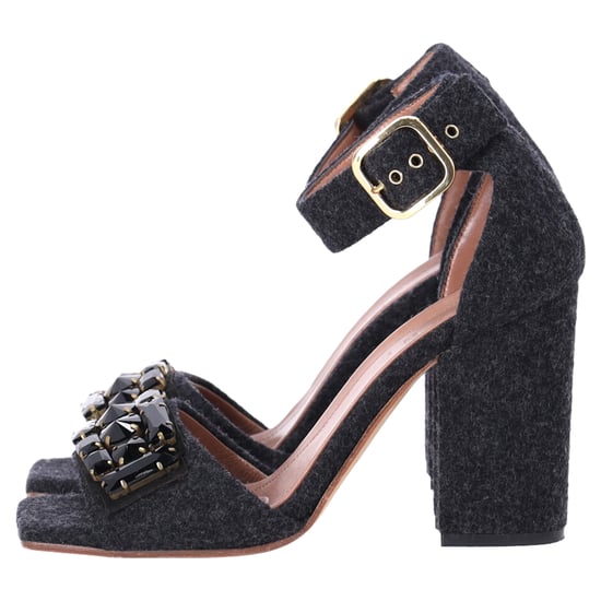 Marni Filz Sandalen mit Kristallbesatz und Fesselriemen aus grauem Wolle - Image 3