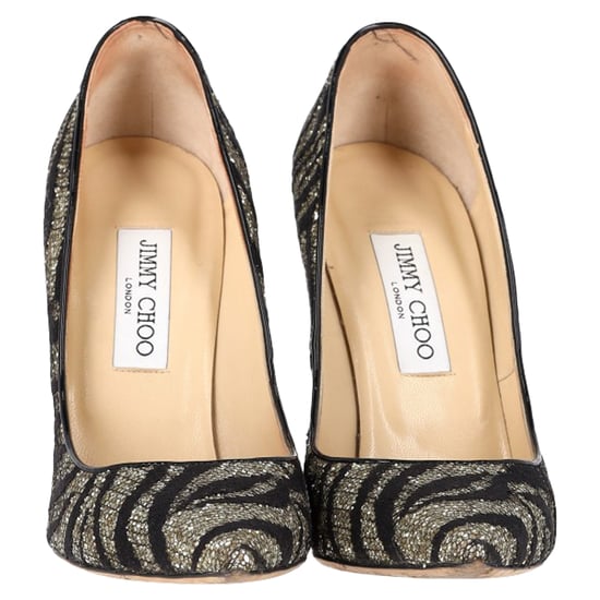 Jimmy Choo Zebra Agnes Pumps in Schwarz und Silber mit Spitze und Glitter - Image 2