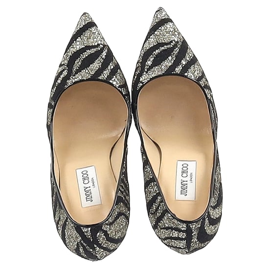 Jimmy Choo Zebra Agnes Pumps in Schwarz und Silber mit Spitze und Glitter - Image 3
