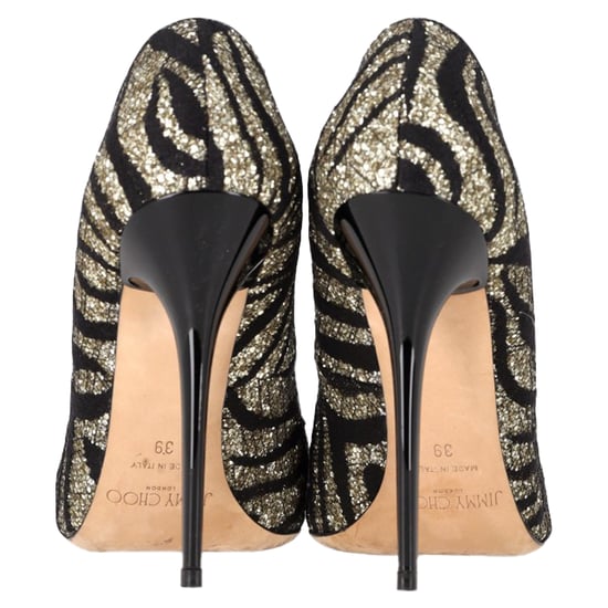 Jimmy Choo Zebra Agnes Pumps in Schwarz und Silber mit Spitze und Glitter - Image 5