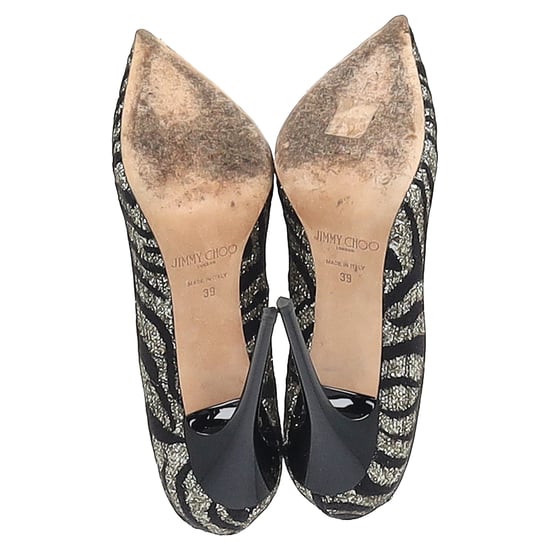 Jimmy Choo Zebra Agnes Pumps in Schwarz und Silber mit Spitze und Glitter - Image 6