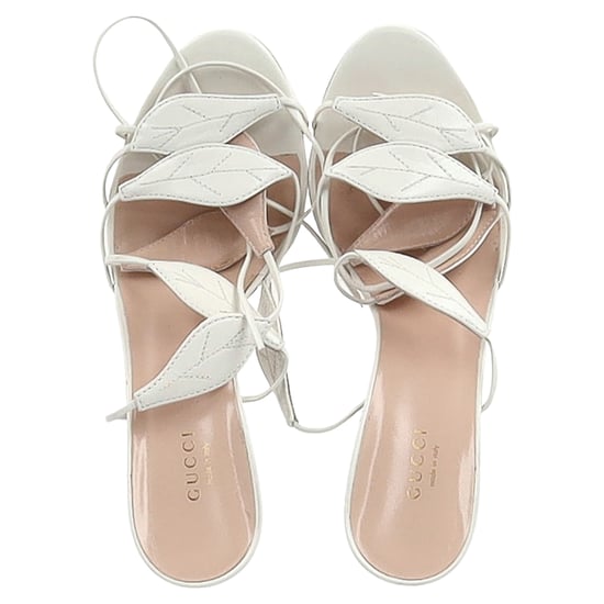 Gucci Leaf Sandalenabsätze mit Riemen aus weißem Leder - Image 3