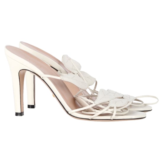 Gucci Leaf Sandalenabsätze mit Riemen aus weißem Leder - Image 1