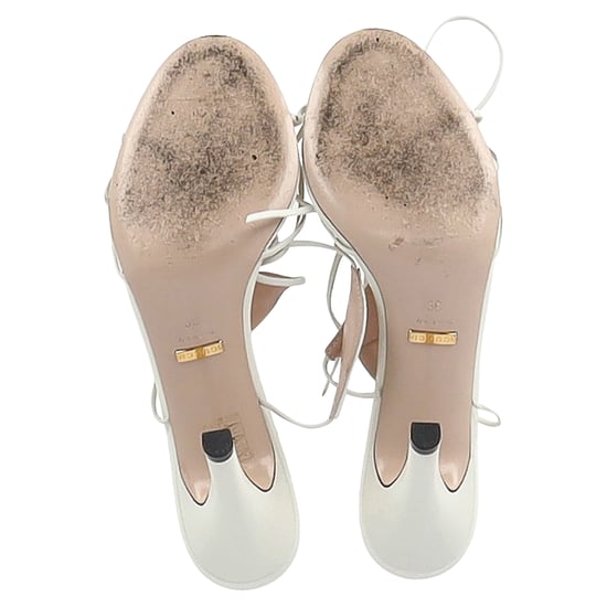 Gucci Leaf Sandalenabsätze mit Riemen aus weißem Leder - Image 6