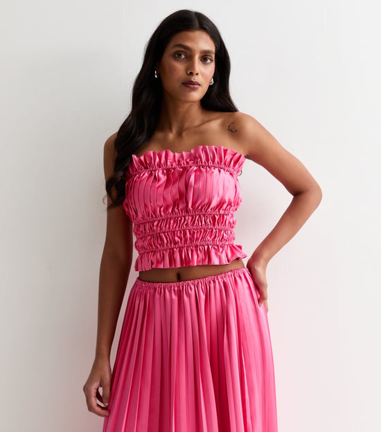 Rosa gerafftes Bandeau-Top - Image 3