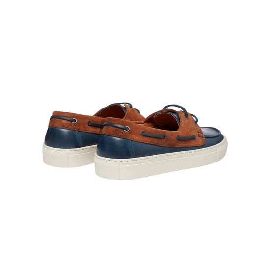 Men's Ted Baker Euenb Leather & Suede Boat Shoes in Navy - Image 3