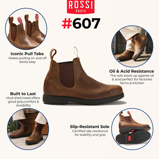Rossi 607 Booma Chelsea-Stiefel aus rustikalem braunem Leder - Image 2