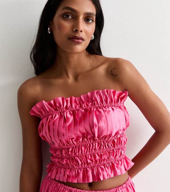 Rosa gerafftes Bandeau-Top - Image 2