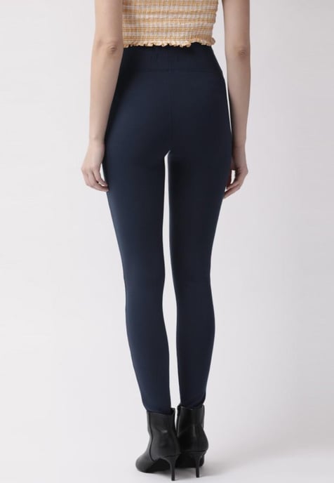 M&S Magic Shaping Leggings mit hoher Taille und Bauchansatz in Navy - Image 2