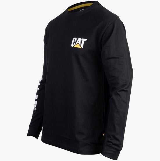 CAT MARKENBANNER Herren Baumwoll Langarm-T-Shirt Schwarz - Image 6