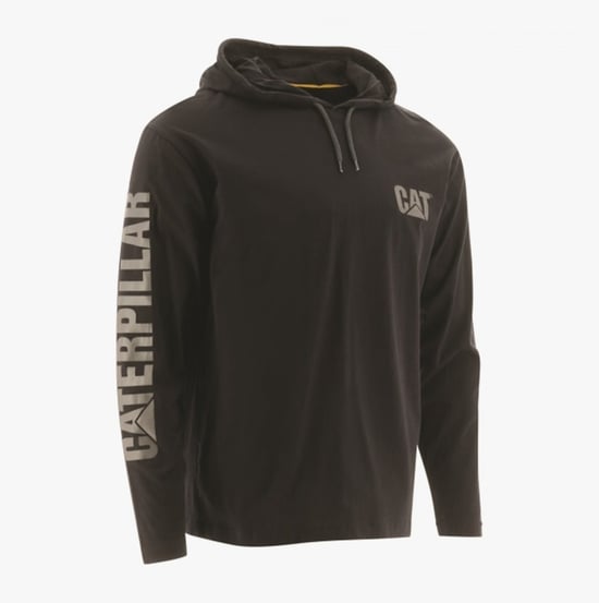 CAT 1510425 Herren Baumwolle Kapuzenlangarmshirt Schwarz - Image 1